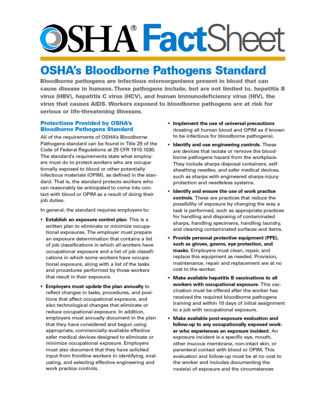 Bloodborne pathogen training resources