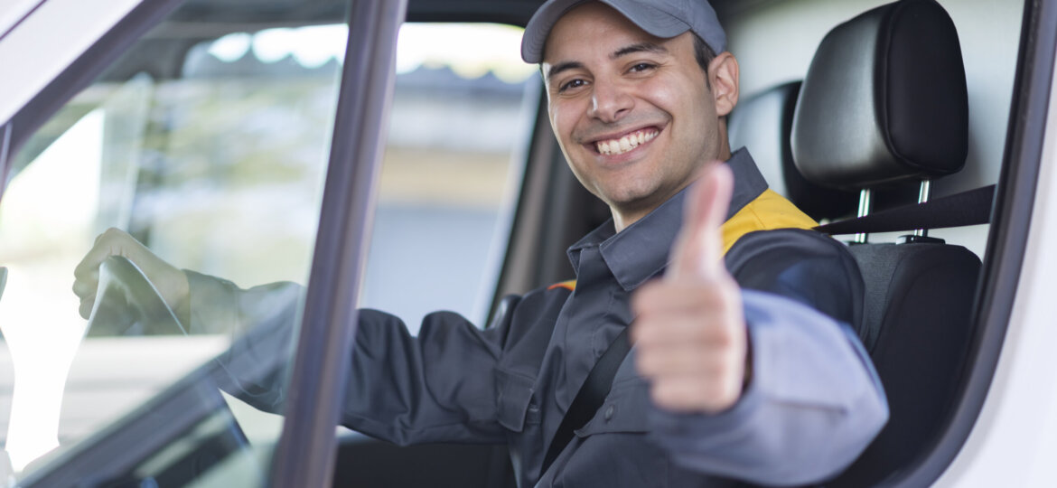 Smiling van driver portrait