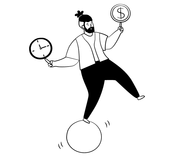 person having a balance between time and money